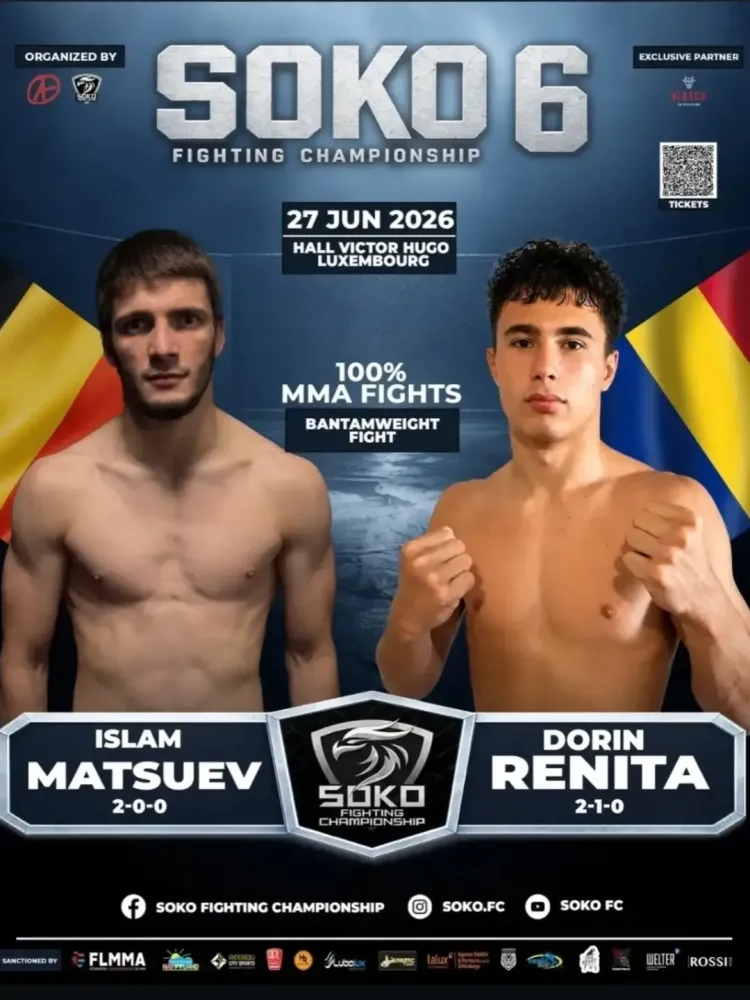 Dorin Renita estreia-se no MMA profissional no Soko Fighting Championship 6, no Luxemburgo